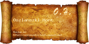 Oszlanszki Hont névjegykártya
